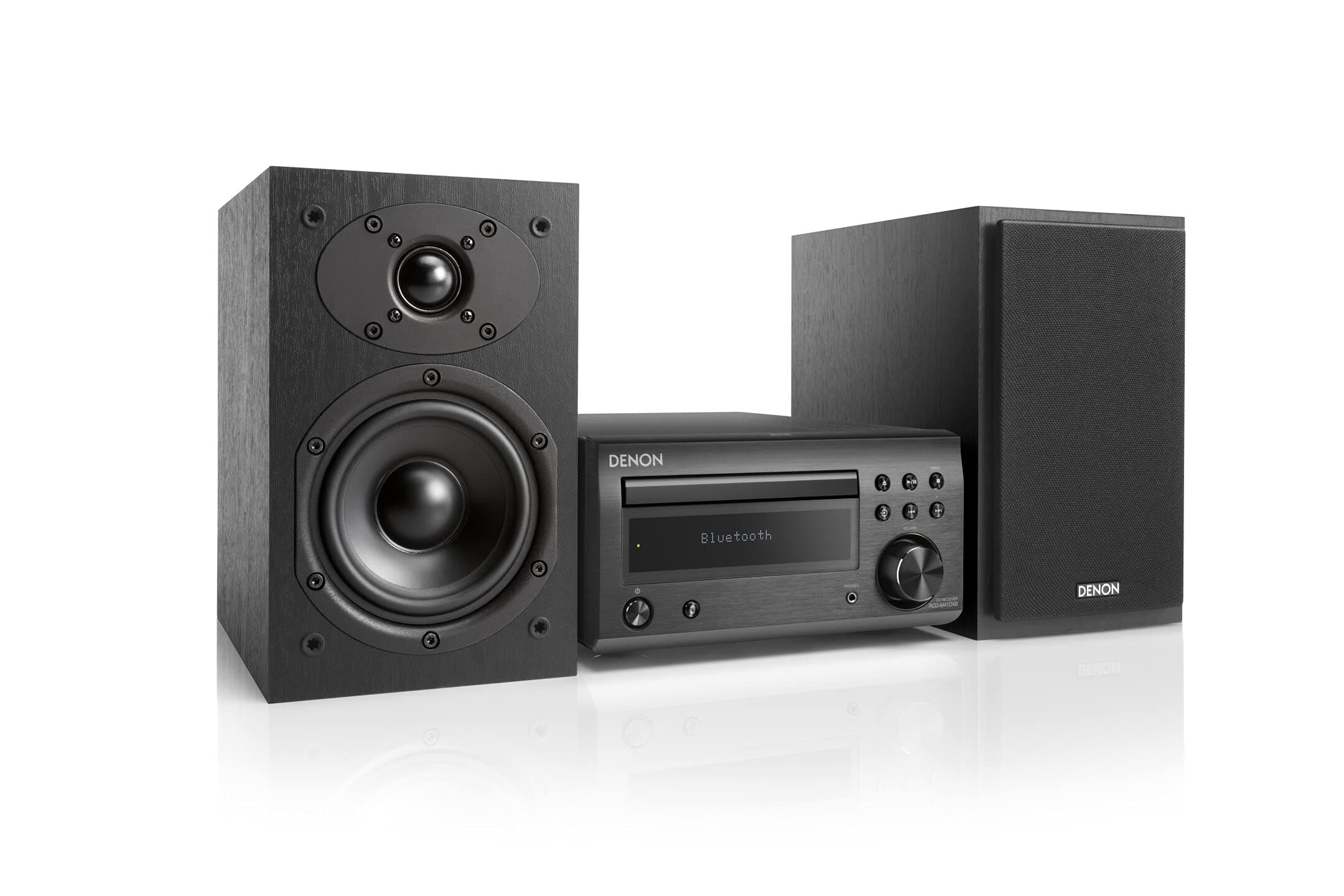 Denon D-M41DAB HiFi System, CD Player with Speakers, Audio Receiver, Bluetooth, 2x30W + Subwoofer PreOut, FM/DAB/DAB+ Tuner, 2x Optical Input, Headphone Output - Black