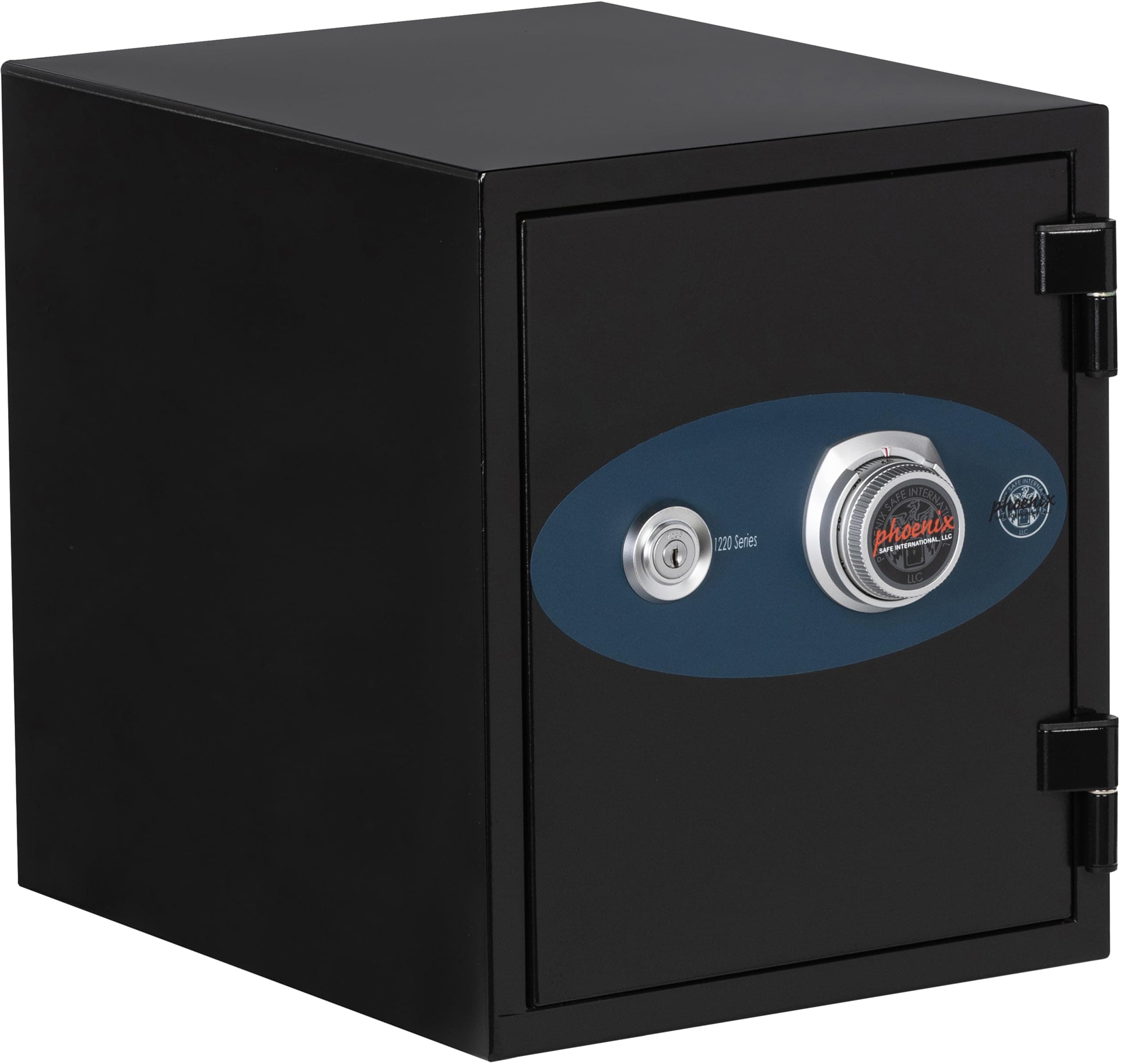 Phoenix Safe Olympian 1-Hour Fire Rated Fireproof Safe - Dual Control Dial and Key Lock - Bolt-Down Kit Included - For Home or Office 0.87 cu ft, Black Finish, Model 1222B
