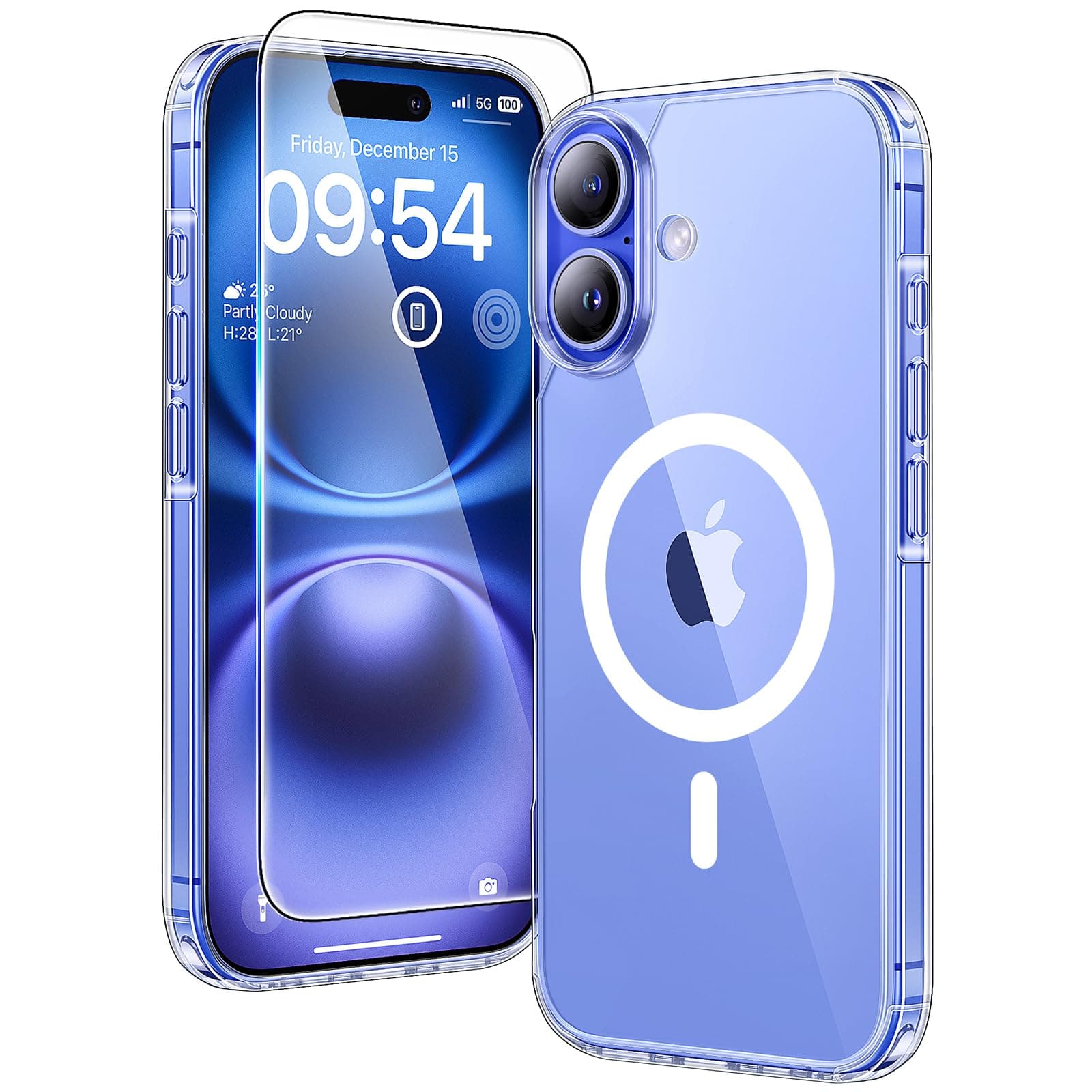 TAURI Magnetic Case for iPhone 16 6.1" with Screen Protector, Compatible with MagSafe, Military-Grade Protection, [Anti-Yellowing] Shockproof Transparent Magnetic Phone Cover - Clear