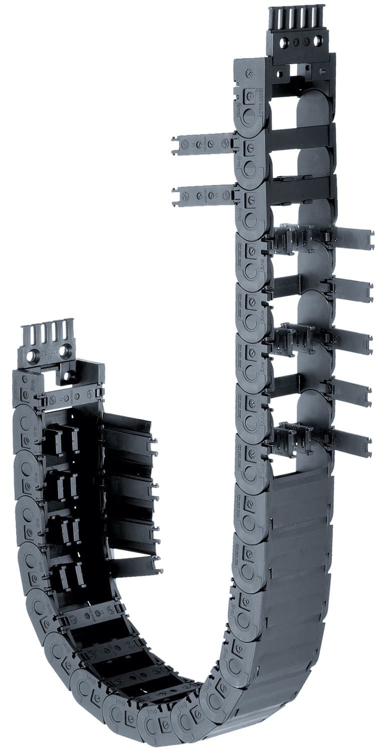 Igus 1500-080-048-0 Energy Chain Cable Carrier, Polymer, Hinge-Open Crossbar, 0.71 Max Cable Diameter, 0.83" Inner Height, 3.15" Inner Width, 1.89" Bend Radius, 2ft" Chain Length