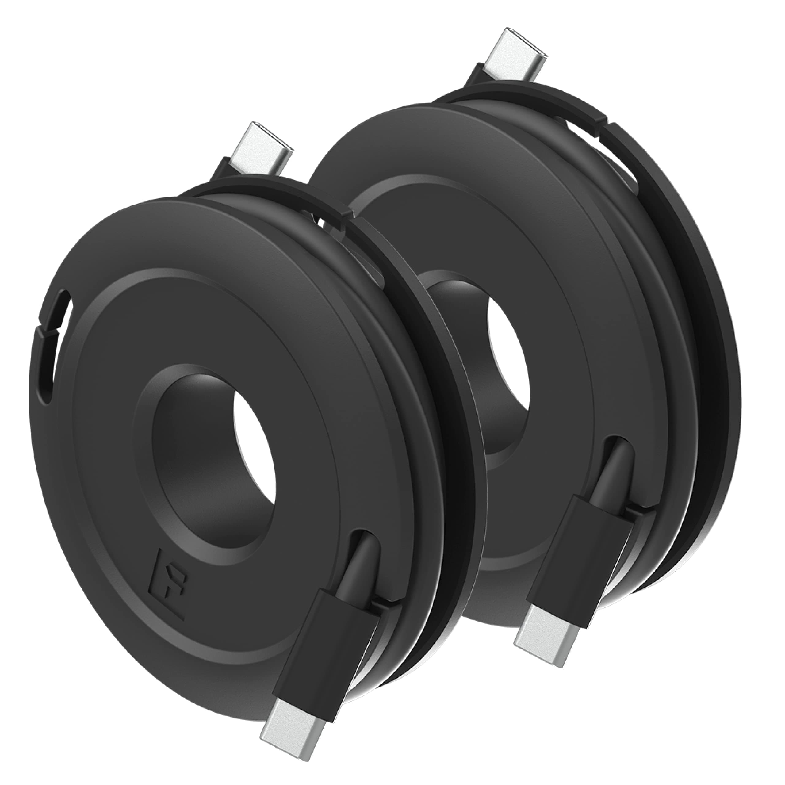 Side Winder Mini and Max Headphone, Earbud and charging cable winder and organizer perfect for wrapping earbuds and cords for travel and organization (Max (2-Pack), Black)