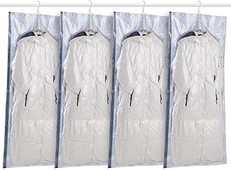TAILI Hanging Vacuum Storage Space Saver Bags 4 Pack Long (53×27.6 inch), Compression Garment Bags for Coat, Jacket, and Suit, Blue Coastline Pattern, Closet Organizer