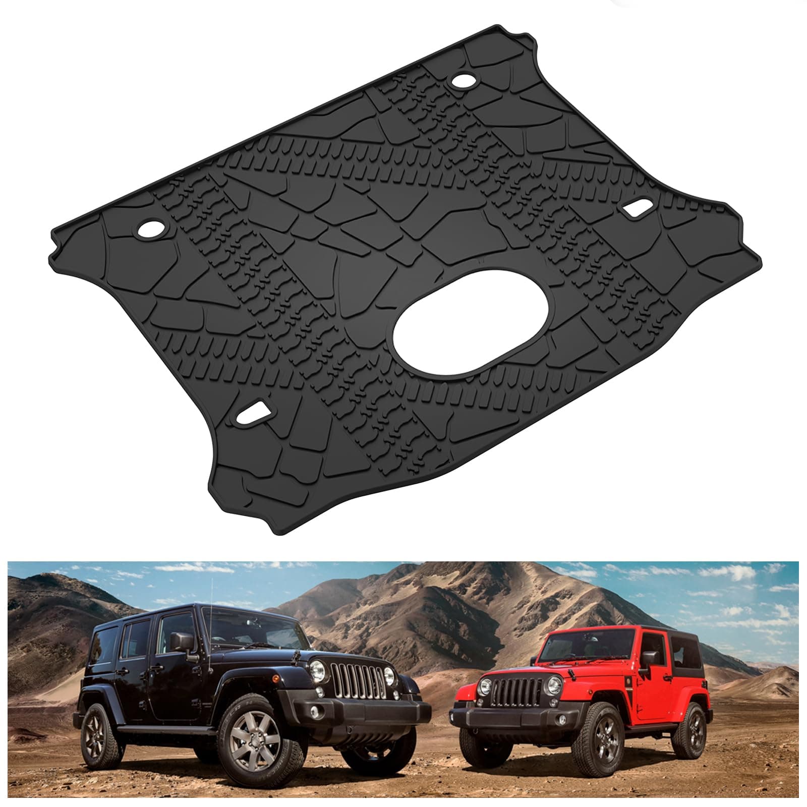 Kiwi Master Cargo Mat Liner Compatible for 2015-2018 Wrangler JK 4 Door Unlimited All Weather Rear Trunk Mat Liner Tray (with Factory Subwoofer) 82214404