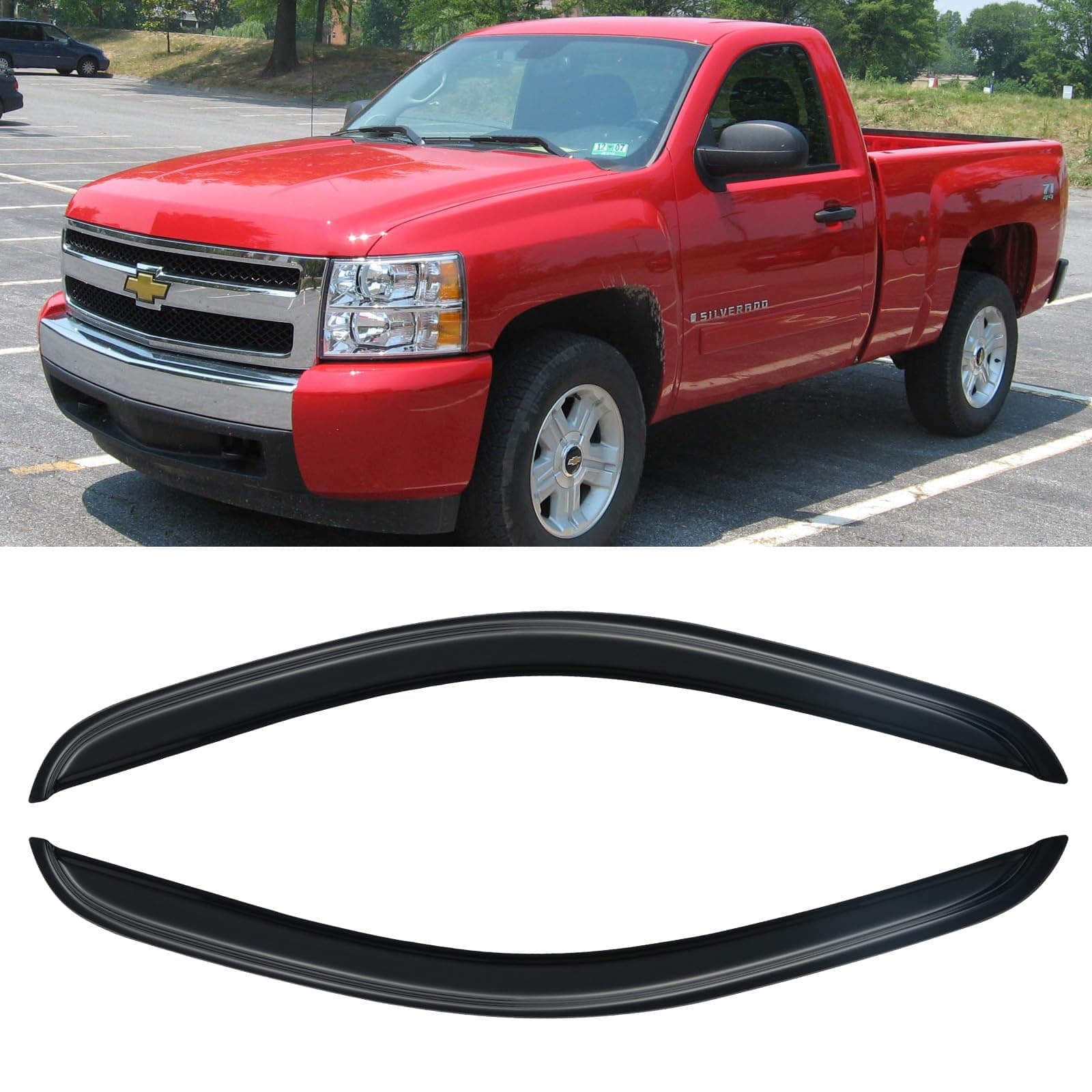 Window Visors Rain Guards for 2007-2013 Chevy Silverado/GMC Sierra 1500 Regular Cab, Window Vent Wind Deflectors Shades for 07-14 Silverado/Sierra 2500HD 3500HD Standard Cab