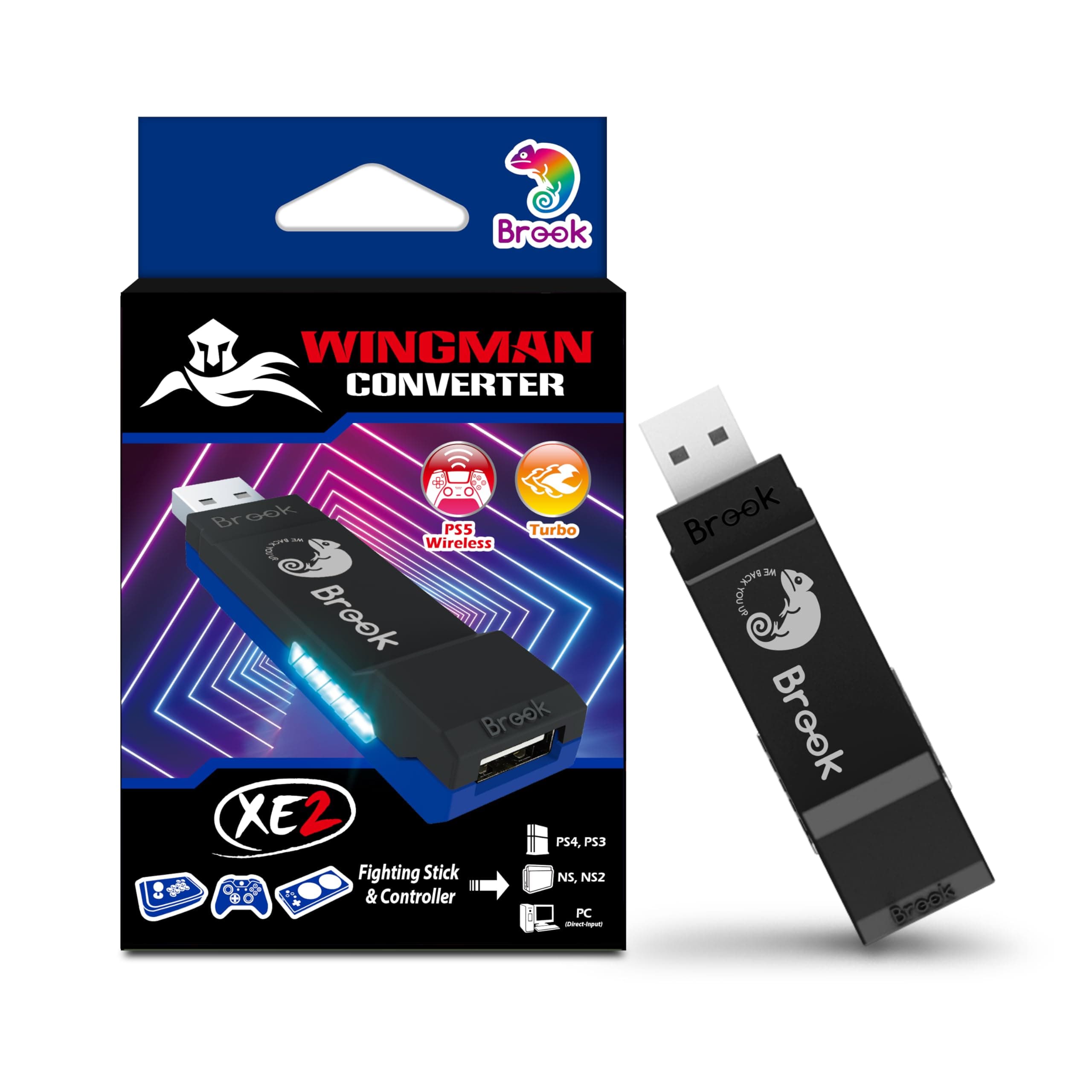 Wingman XE 2 Converter - Two in One Wireless Controller Adapter for PS, Switch and PC Consoles, Supports Adjustable Turbo Remap, Blue