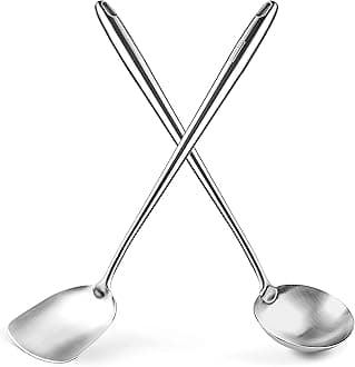 YOSUKATA 17’’ Wok Spatula and Ladle - Set of 2 Heat-Resistant Wok Tools - Universal Wok Ladle and Spatula - High-Grade 304 Stainless Steel Cooking Utensils and Wok Accessories - Solid Wok Utensils