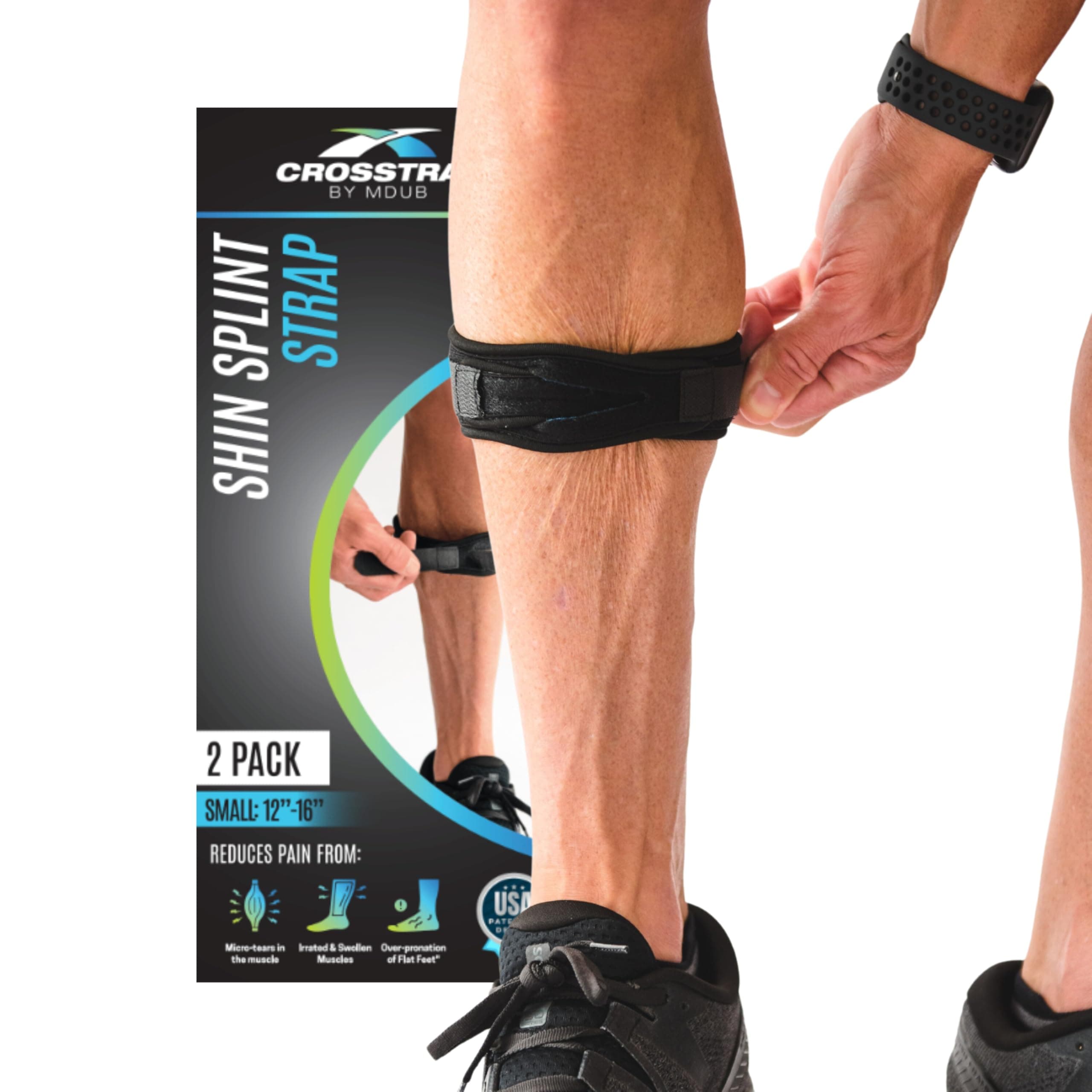 Calf & Shin Supports, Shin Splint Brace | Adjustable Neoprene Shin Splint & Leg Compression Support Strap | for Strains, Injuries, Pain