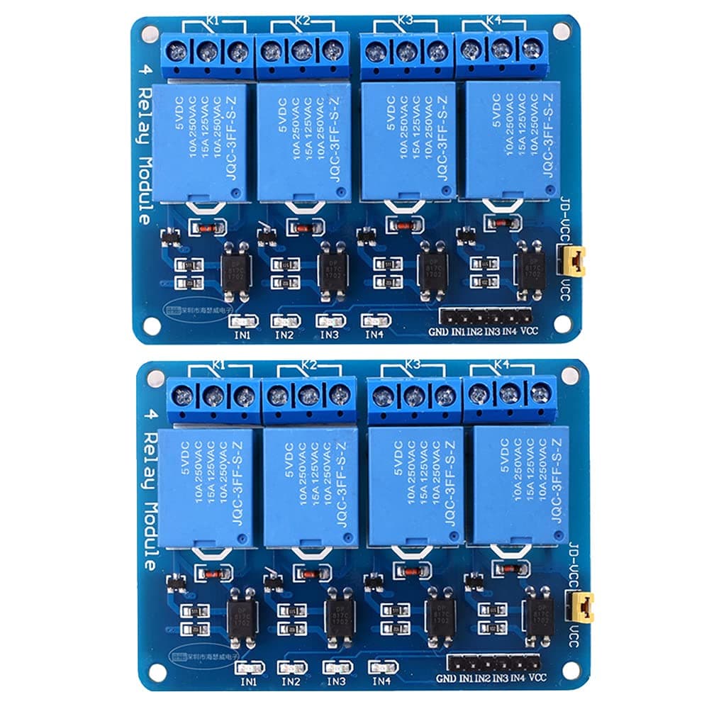 Gasea 2 Packs Relay Module 4 Channel DC 12V with Optocoupler for Arduino UNO R3 MEGA 2560 Project 1280 DSP ARM PIC AVR STM32 Raspberry Pi
