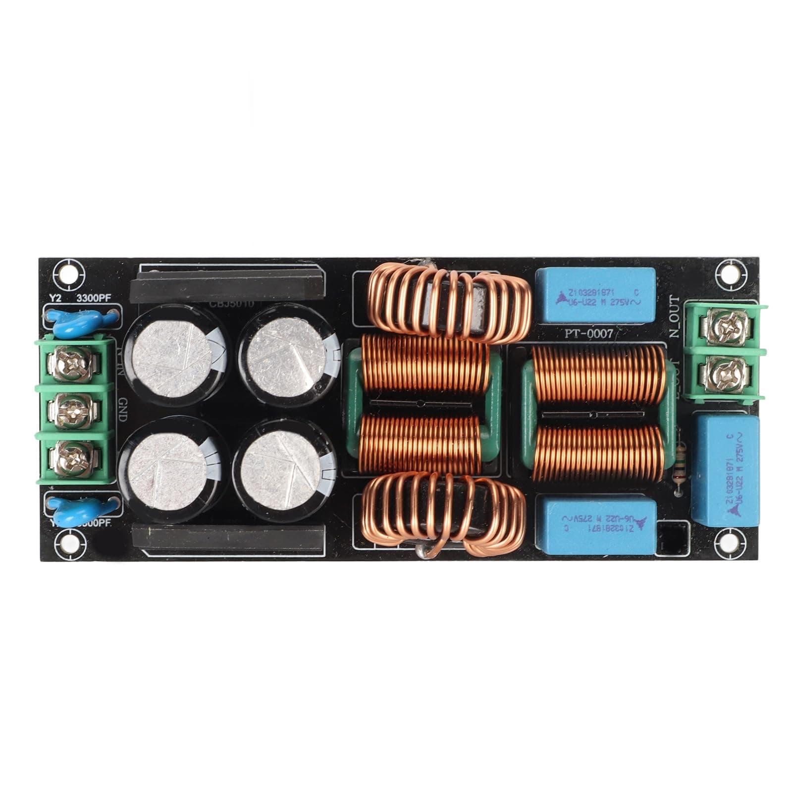 EMI Filter Board, Eliminate Transformer Hum AC 110‑250V Common Mode Filtering Power Supply Filter Board 7.62 Socket PCB for Sound Amplifier Power (20A)