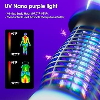 Bug Zapper Outdoor & Indoor Cordless Mosquito Zappers with Rechargeable 4800mAh Battery & Camping Light Electric Fly Trap for Patio, Kitchen, Backyard and Garden Portable Gnat Killer