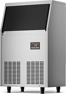 Commercial Ice Maker Machine, 150LBS/24H Under Counter Ice Maker with 35LBS Ice Storage,Stainless Steel Freestanding Ice Maker for Restaurant, Home, Bar, Office, Party, Outdoor Activities
