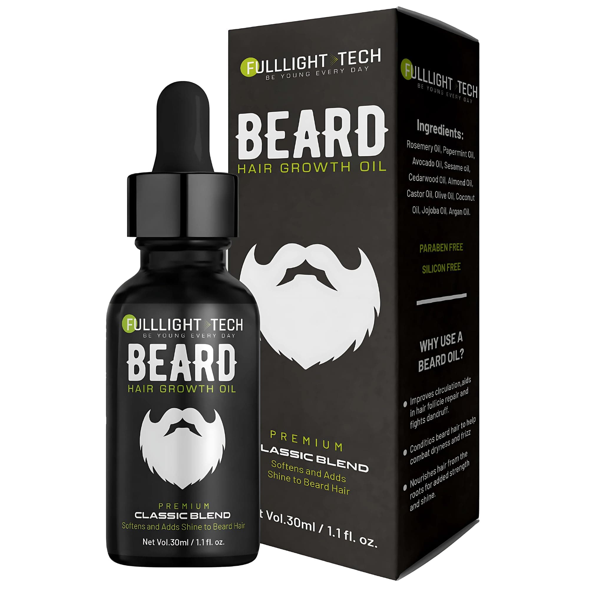 Beard Growth Oil for Men Fast Growth 30ml | Best Beard & Mustache Growth Oil | Patchy Beard Fix, Beard Conditioner, Moisturizer & Grooming Care for Soft, Healthy Beard