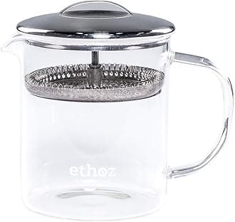 Ethoz® by Planetary Design Glass Tea Brewer – Premium Loose-Leaf Infuser, Borosilicate Chamber, Stainless Steel Strainer, 14 fl.oz. / 400 mL, Minimalist Design, Sustainable & Easy to Clean