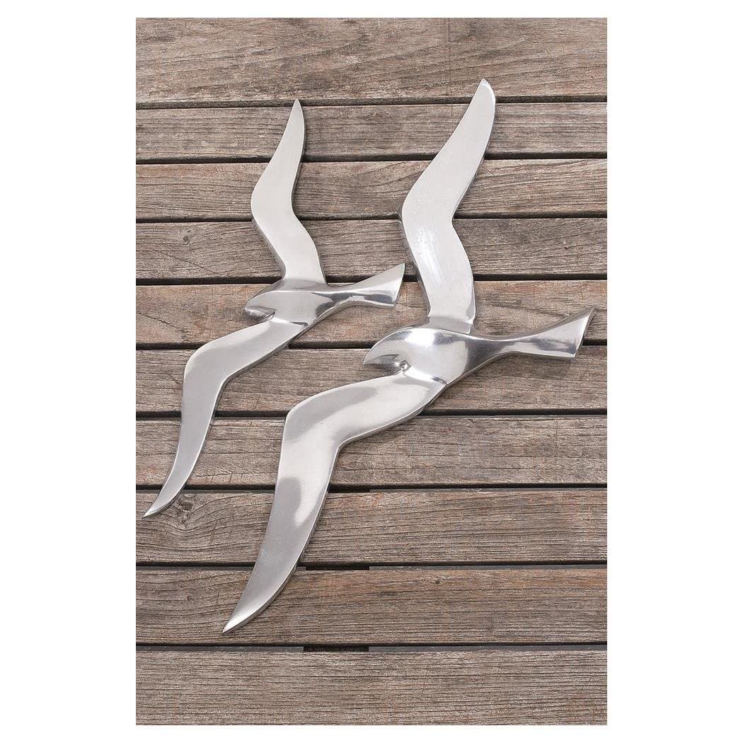 BOLTZE Aluminium Nickle Plated Bird Model 18.5" Silver Effect Wall Decoration