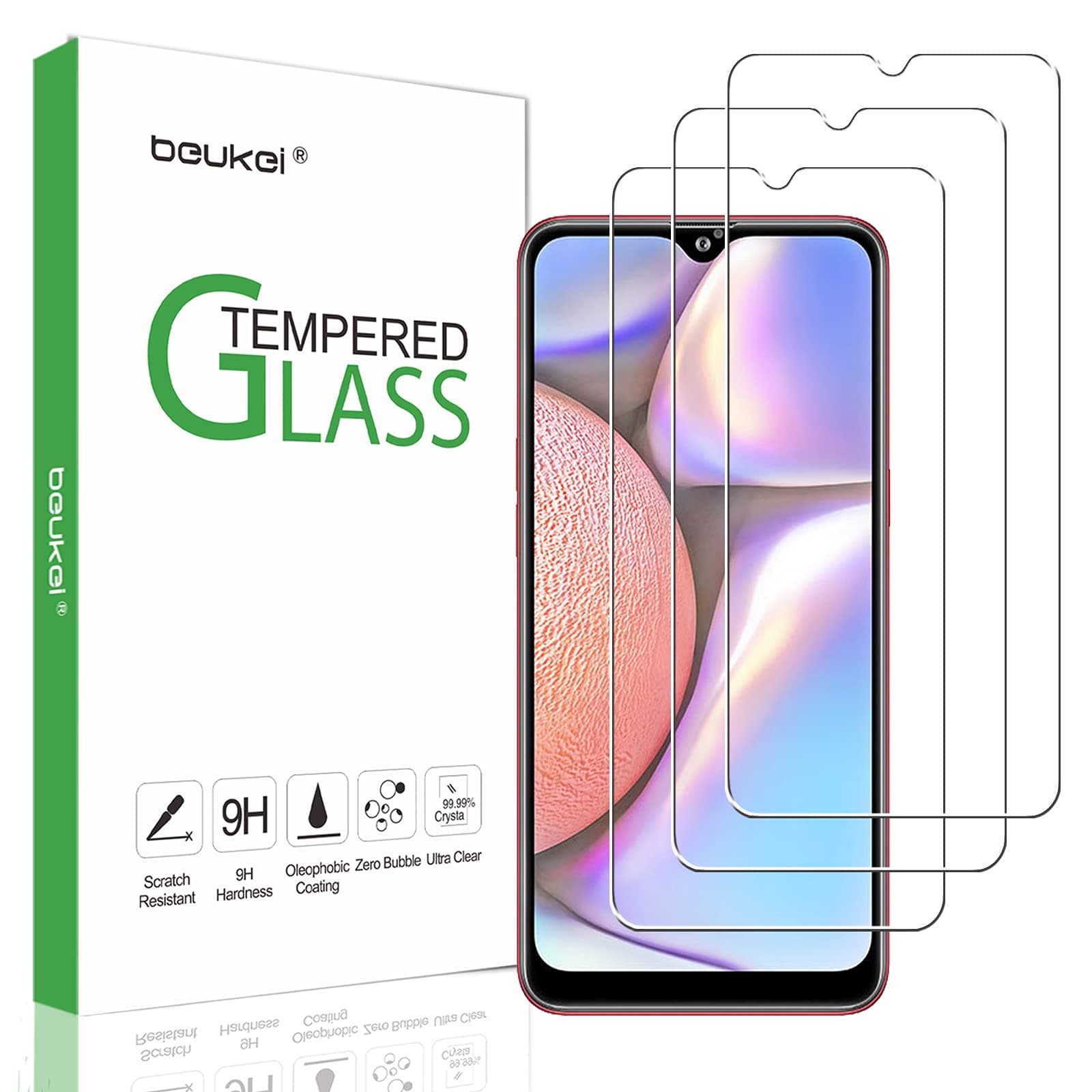 beukei (3 Pack) Compatible for Samsung Galaxy A10 and Galaxy A10S Screen Protector Tempered Glass, Touch Sensitive,Case Friendly