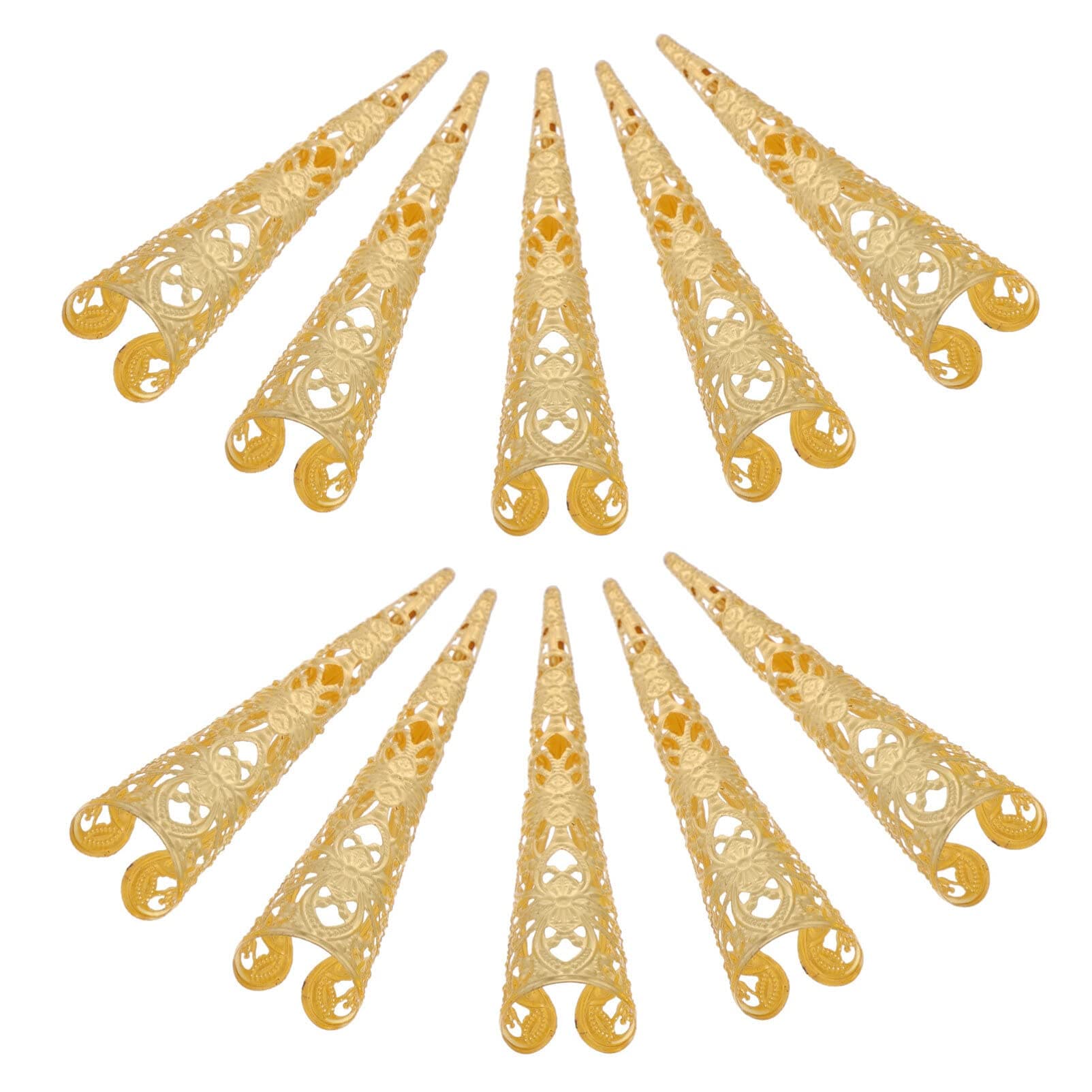 10Pcs Finger Claws, Hollow Out Pattern Finger Nail Tip Claws Rings, Halloween Alloy Nail Jewelry Cosplay Accessories (10cm, Yellow)