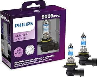 Philips Automotive Lighting 9006 NightGuide Platinum Premium Upgrade Automotive Replacement Headlight Bulb, Fits Select High Beam, Low Beam, and Fog Positions (Pack of 2)