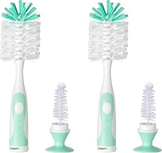 Chemimoso Multifunctional Cleaning Brush, Baby Bottle Brush, Bottle Brush Cleaner, Rotate The Suction Cup to Obtain The Small Bristle Brushes, Set Z, Green, Nylon and Nylon Brush