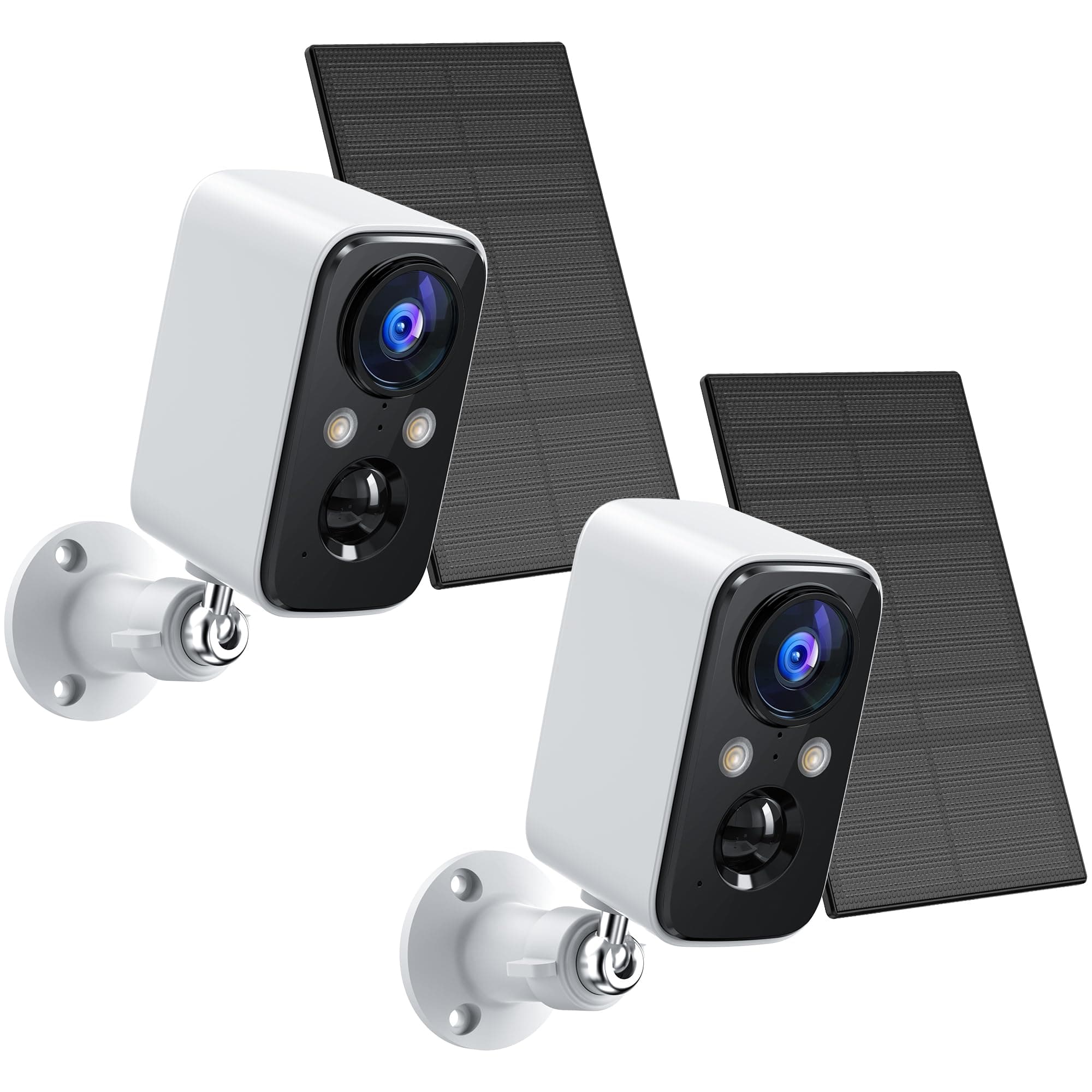 FOAOOD Security Cameras Wireless Outdoor with Solar Panel Cameras for Home Security, Home Camera with Color Night Vision, PIR Human Detection, 2-Way Talk, IP66 Waterproof (2Packs-White)