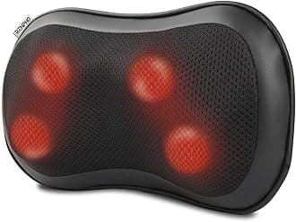 Back Massager with Heat, Ultra Slim Shiatsu Lower Back Neck Massage Pillow, 3-Speeds with Net Cover Electric Shoulder Massage Gift for Mom/Dad at Car Home Office