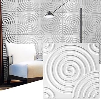 Art3d Paintable 3D Texture Wall Panels, White Vortex, Pack of 12 Tiles 32 Sq Ft (Plant Fiber)