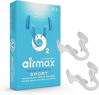 Airmax sport nasal dilator - 76% more air flow - Breathe easy through the nose - Breathing trainer for running, cycling, fitness, yoga and endurance sports - 4 months relief - 2 pack small transparent