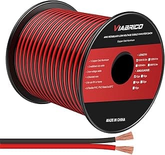 VIABRICO 12Gauge 100FT Electrical Wire - 2 Conductor Red/Black Cable for LED Lighting Strips - 12AWG Copper Clad Aluminum - 12V/24V DC
