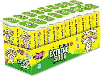 WARHEADS - Extreme Sour Hard Candy Minis - Sour Apple, Black Cherry, Blue Raspberry, Lemon & Watermelon Flavors - 1.75 oz. Container - 18 pack
