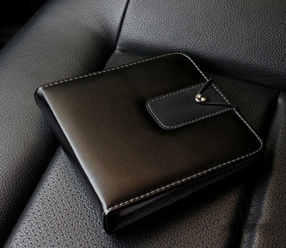 ATIDY PU Leather CD/DVD 20 Capacity Case, Top Grade Portable CD Wallet Disc Holder for Car, Office, Home or Travel