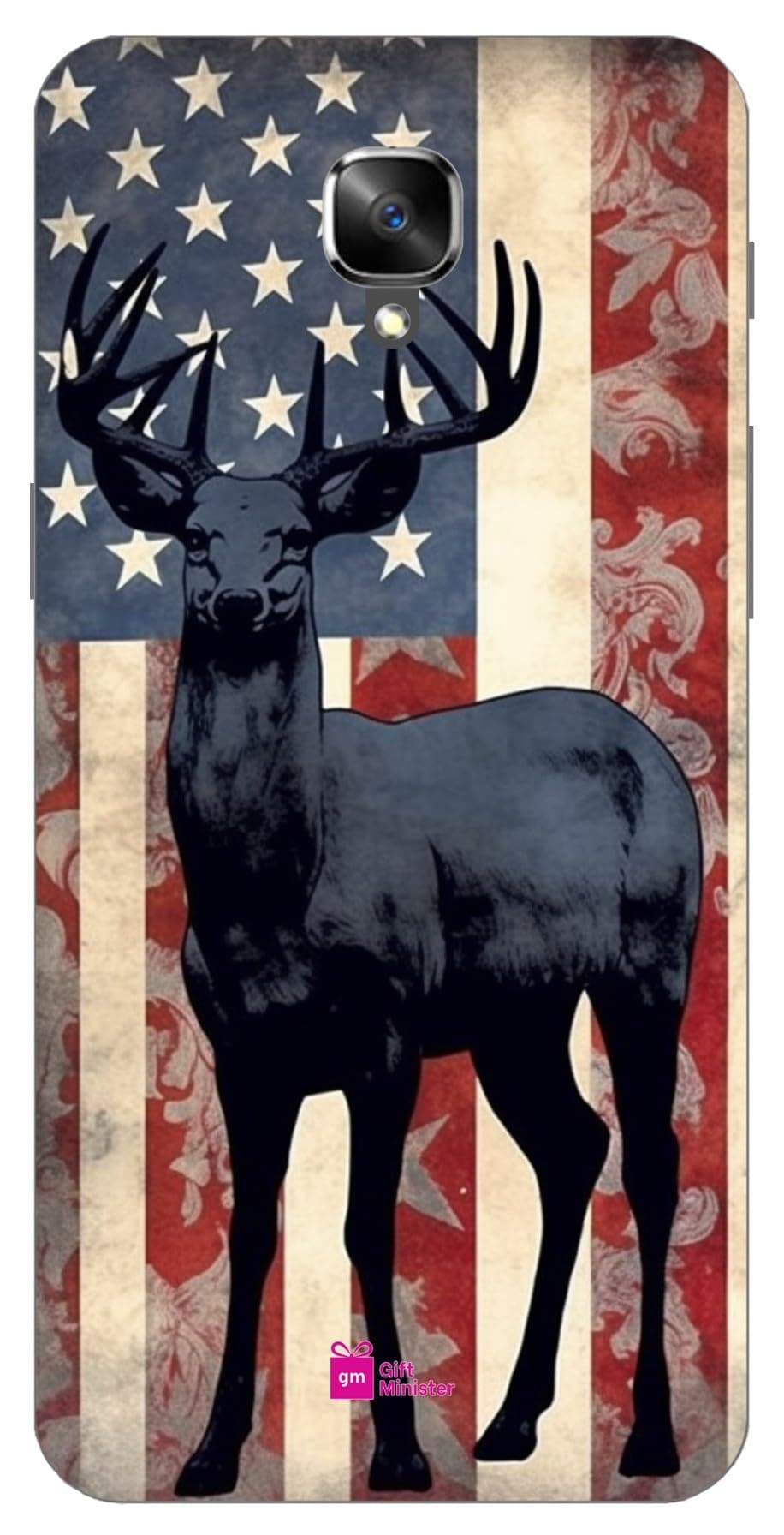 Gift MinisterSoft Designer Mobile Case for One Plus 3Back Cover Saddle Brown - Deer Silhouette American Opaque Resin Panels Grisaille Militaristic Realism Flickr Handcrafted Designs 1Pcs 1701N