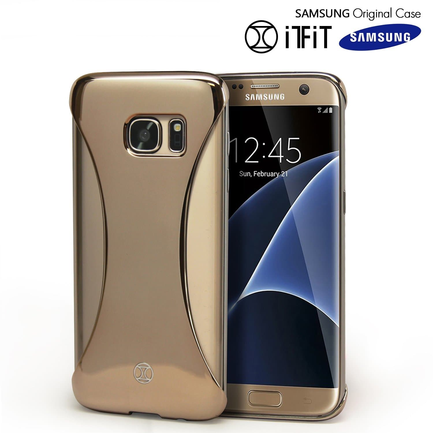 Galaxy S7 Edge Case, Original Samsung [SexyBack] Slim [Form Fitting] Back Cover [Precision Fit] [Extra Wide Earphone Jack] Case for Samsung Galaxy S7 Edge - Gold