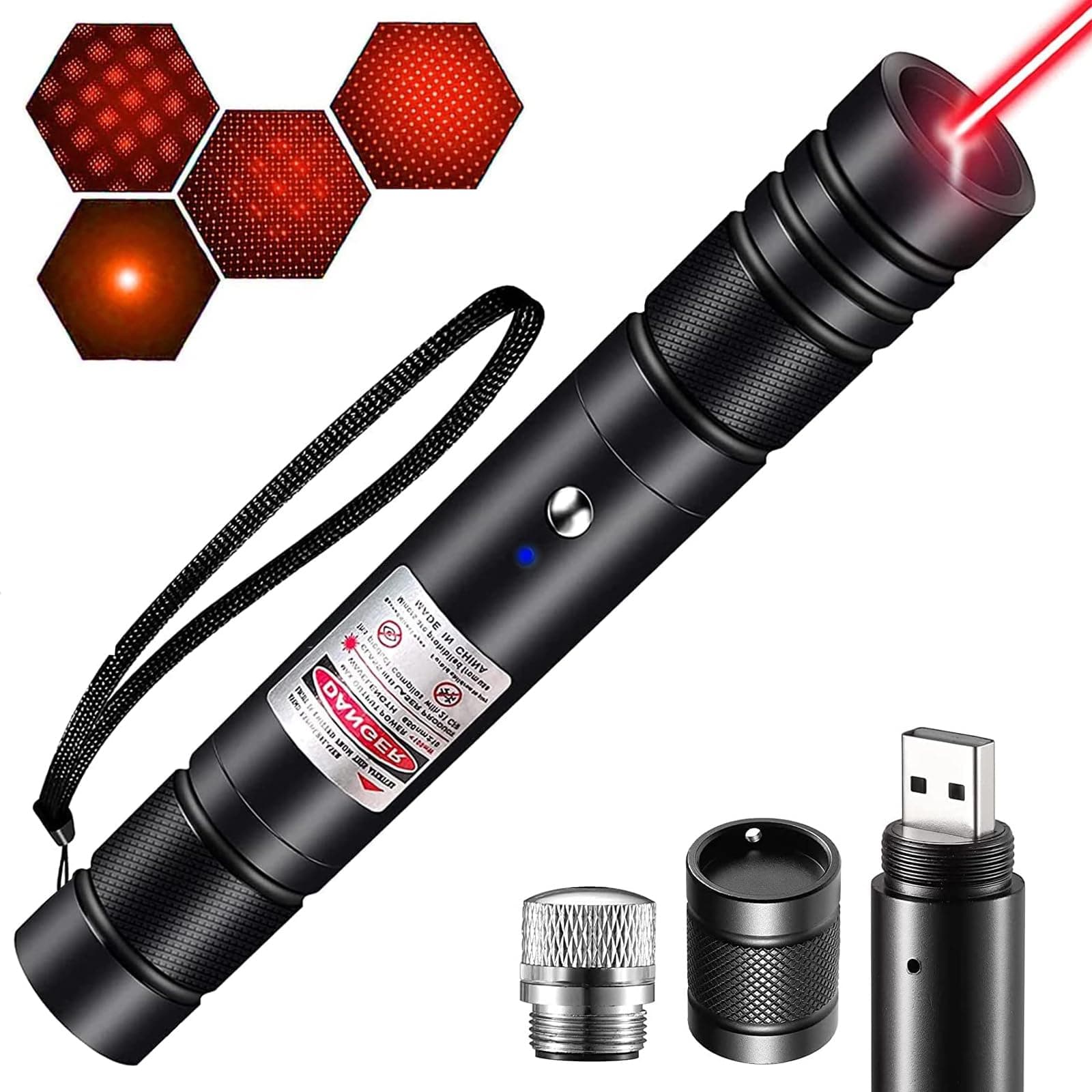 Red Laser Pointer High Power, Presentation Laser Pointer Long Range Strong Laser Light Pointer for Cats Dogs Toy，[2000 metres] Red Pointer USB Rechargeable