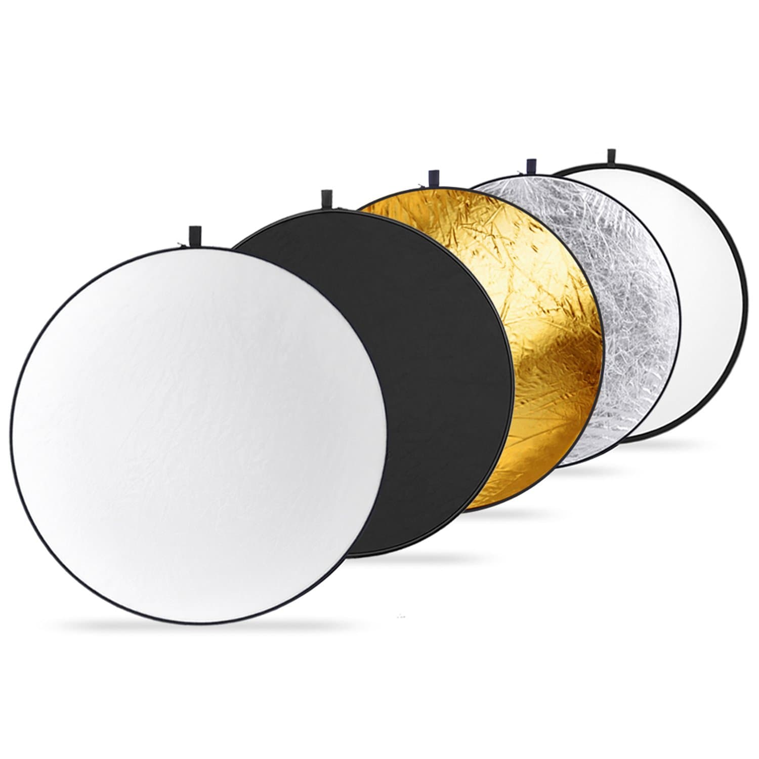 Neewer Round 5-in-1 Collapsible Multi-Disc Light Reflector 19.6 inches / 50 Centimeters with Carrying Case - Translucent, Silver, Gold, White and Black for Studio or Any Photography Situation