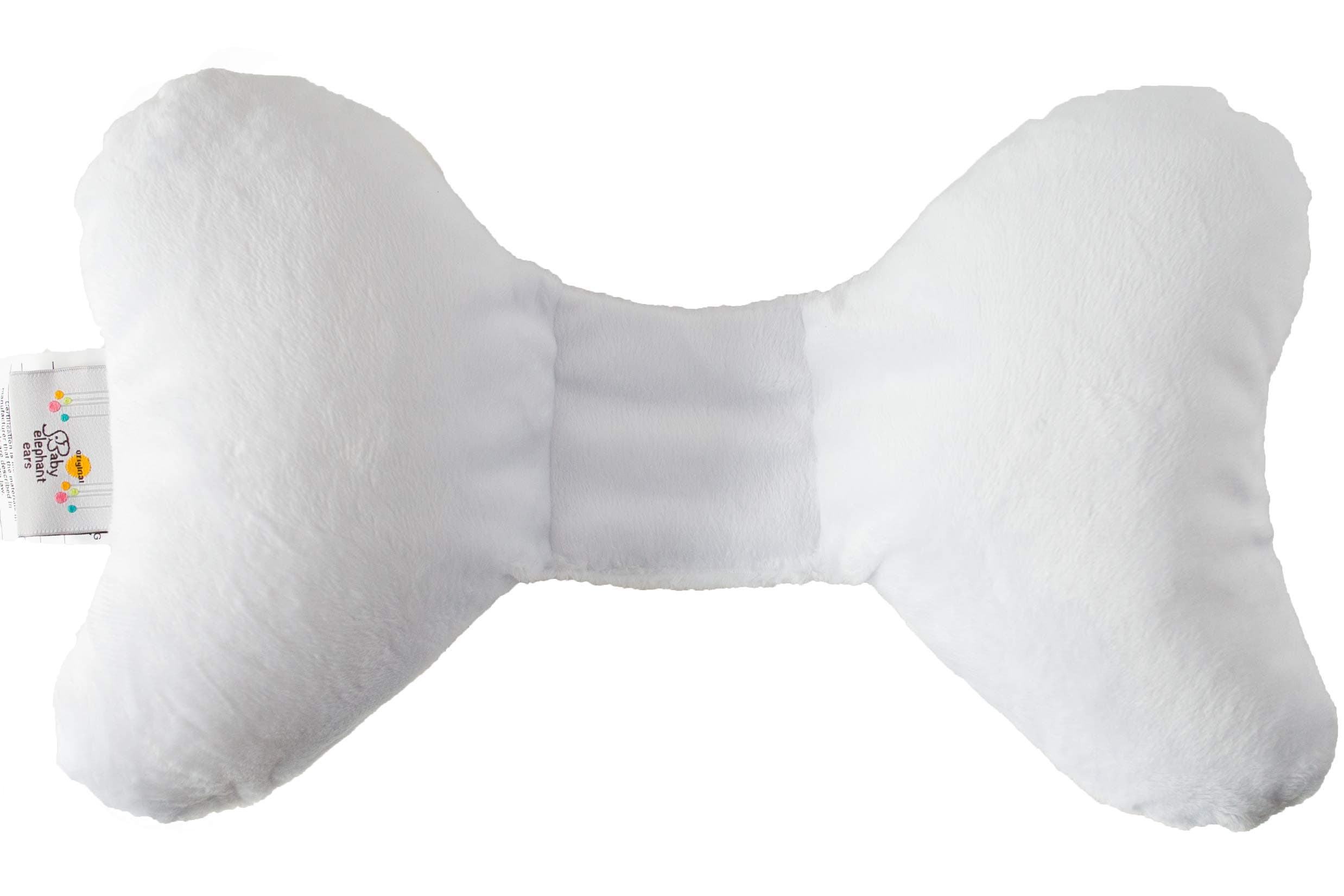 Original Baby Elephant Ears Head Support Pillow for Stroller, Swing, Bouncer, Changing Table, Car Seat, etc. (White Minky)