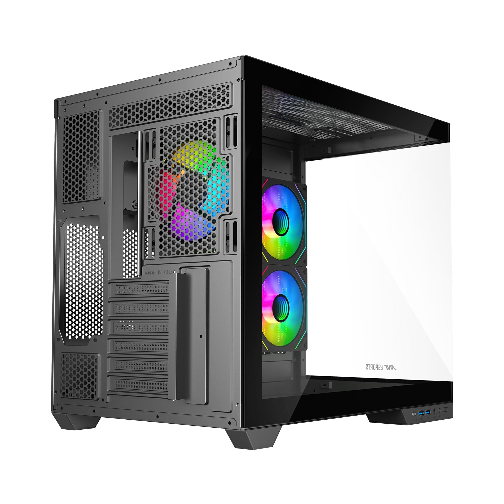 Ant Esports Crystal X4 Mid-Tower High End Computer Case/Gaming Cabinet - Grey | Support ATX, Micro-ATX, Mini-ITX | Pre-Installed 3 ARGB Fans