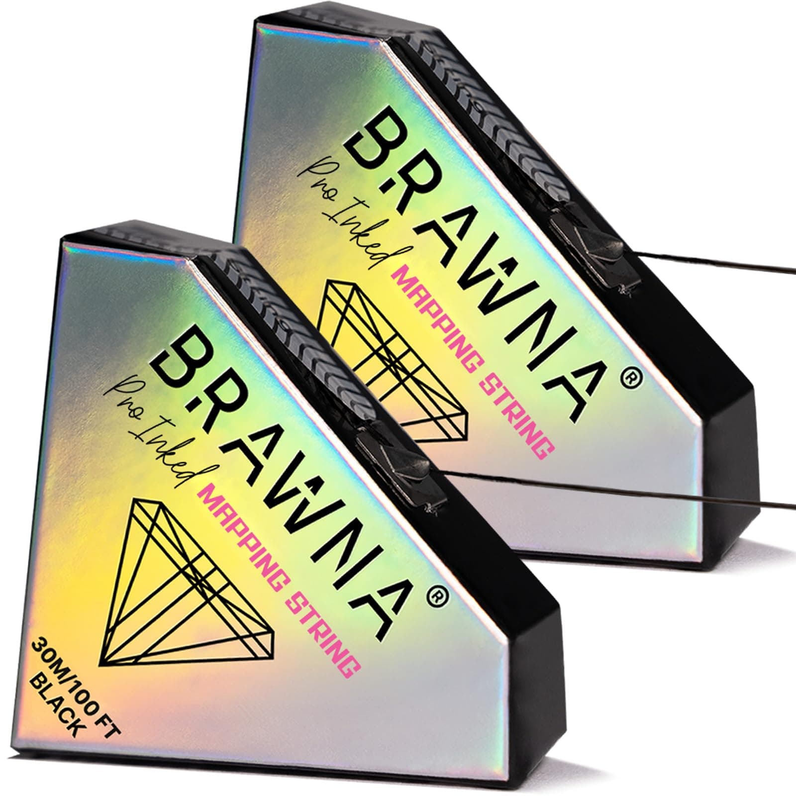 BRAWNA [ 2 pack ] Pre - Inked Mapping String for Eyebrow Mapping - Premium PMU Thread - Brow Measuring Tool - Microblading Supplies - Black