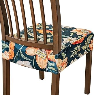 FORCHEER Dining Chair Seat Covers Set of 4,Stretch Floral Printed Velvet Seat Protect Covers, Chair Seat Cushion Covers for Dining Room Wodern Chairs The Seat Only.