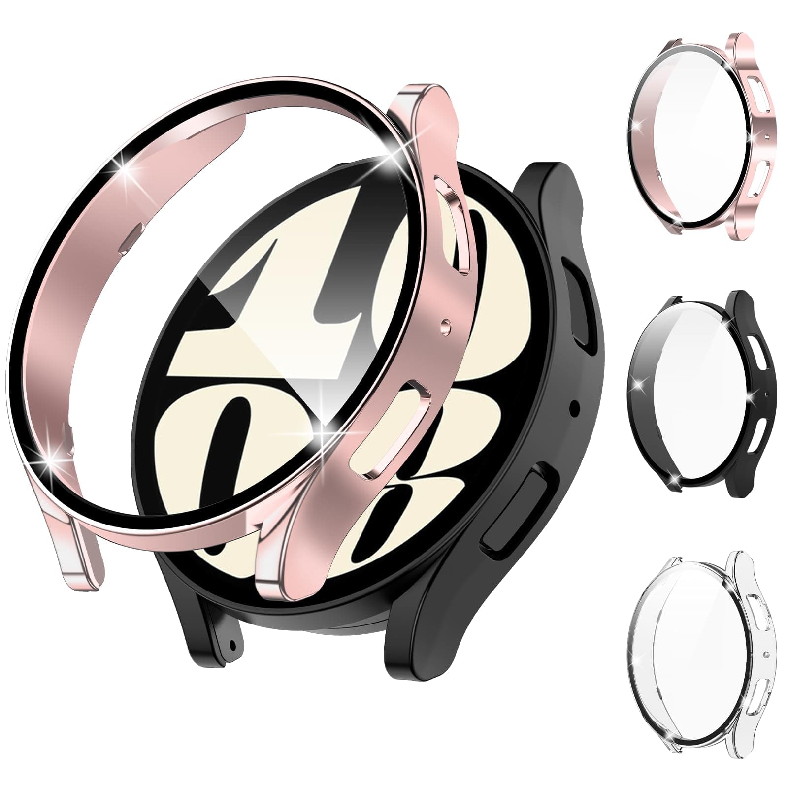 YMHML for Samsung Galaxy Watch 6 Screen Protector Case 40mm,[Upgrade 2 in 1 Design] Hard PC Protective Bumper Built-in Tempered Glass Film Face Cover for Galaxy Watch 6 Accessories Men Women,3 Pack