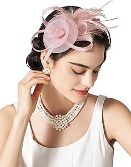 Tulle Fascinators for Women, Tea Party Hats for Kentucky Fascinators Derby, Cocktail, Wedding, Fancy Dress Party