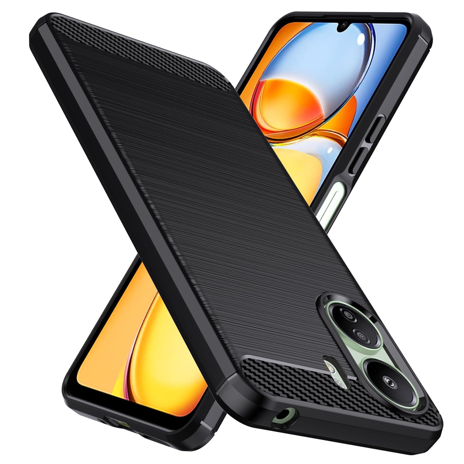 Designed for Poco C65/ Xiaomi Redmi 13C Case, Flexible TPU [Brushed Texture] [Anti-Slip] Shockproof Military Protection Bumper Phone Case,Slim Case Cover for Redmi 13 C/Poco C65,Black