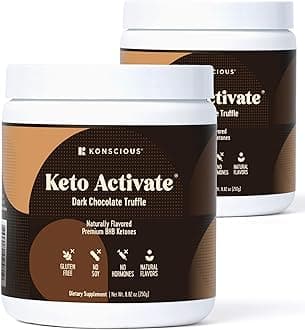 - Dark Chocolate Truffle Exogenous Ketones Drink - 2 Pack: Pure Keto Shake Powder with Chocolate Ketones | Jumpstart Ketosis & Boost Energy with Natural Ketones Supplements by Konscious Keto