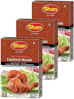 Tandoori Recipe and Seasoning Mix 1.76 oz (50g) - Spice Powder for Tandoori Style Barbecue Chicken - Suitable for Vegetarians - Airtight Bag in a Box (Pack of 3)