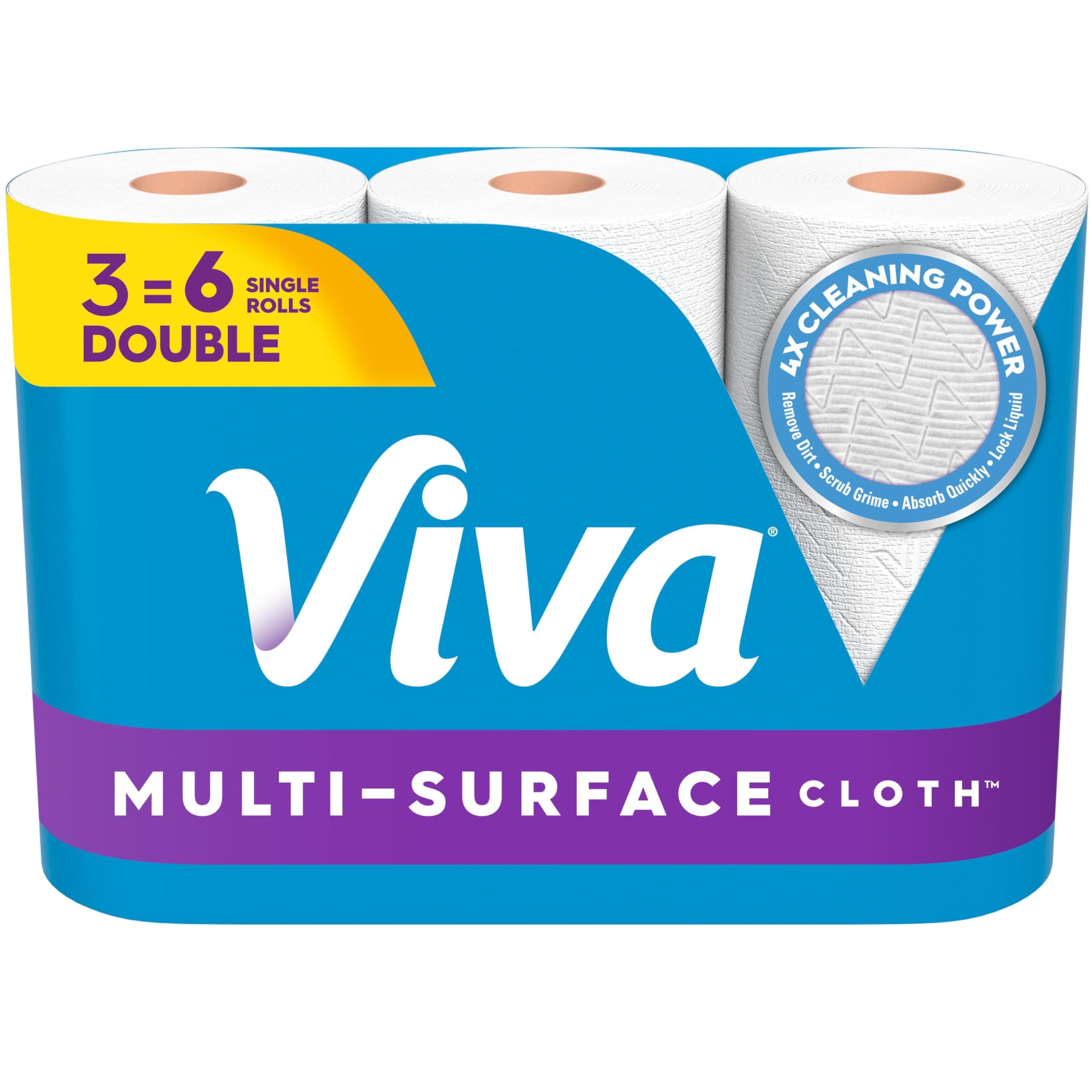 Multi-Surface Cloth Paper Towels, Choose-A-Sheet Size, 3 Double Rolls, 110 Sheets per Roll (Packaging May Vary)