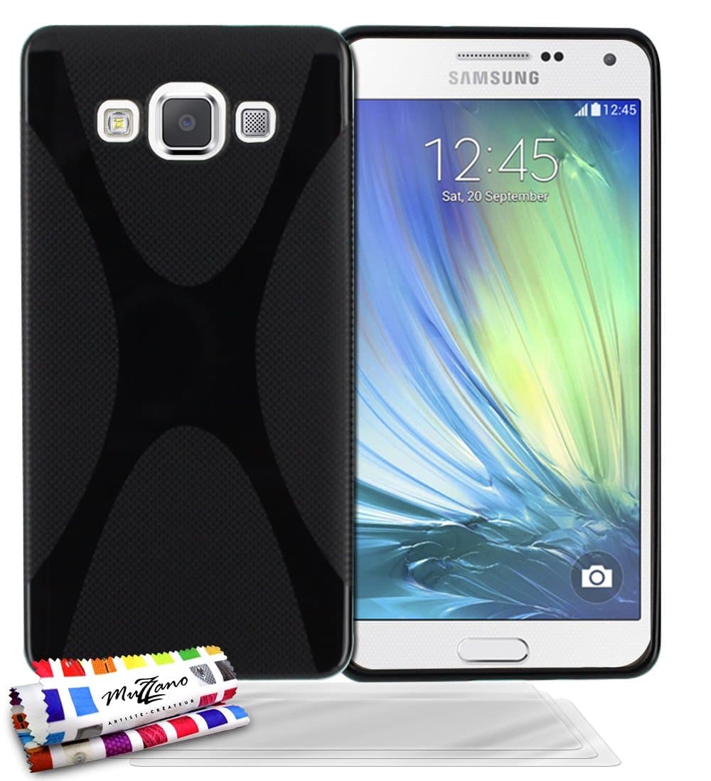 MuzzanoUltra Slim Soft Protective Case for Samsung Galaxy A5 [Le X Premium] [Black] + 3 Screen Protectors UltraClear + Stylus and Microfibre Cloth Muzzano Free – The Ultimate Elegant and Durable