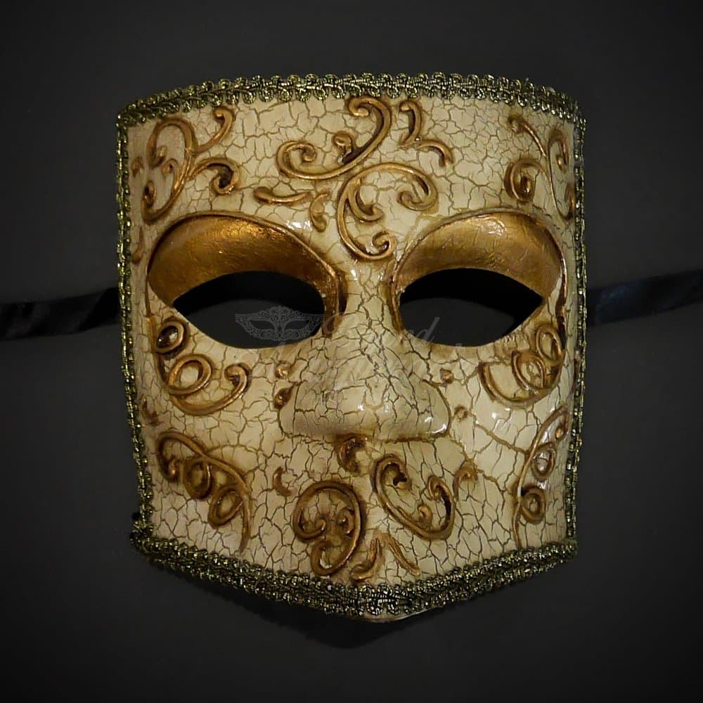 Elegantly and Finely Detailed Gladiator Face Mask Design - Gold Lining