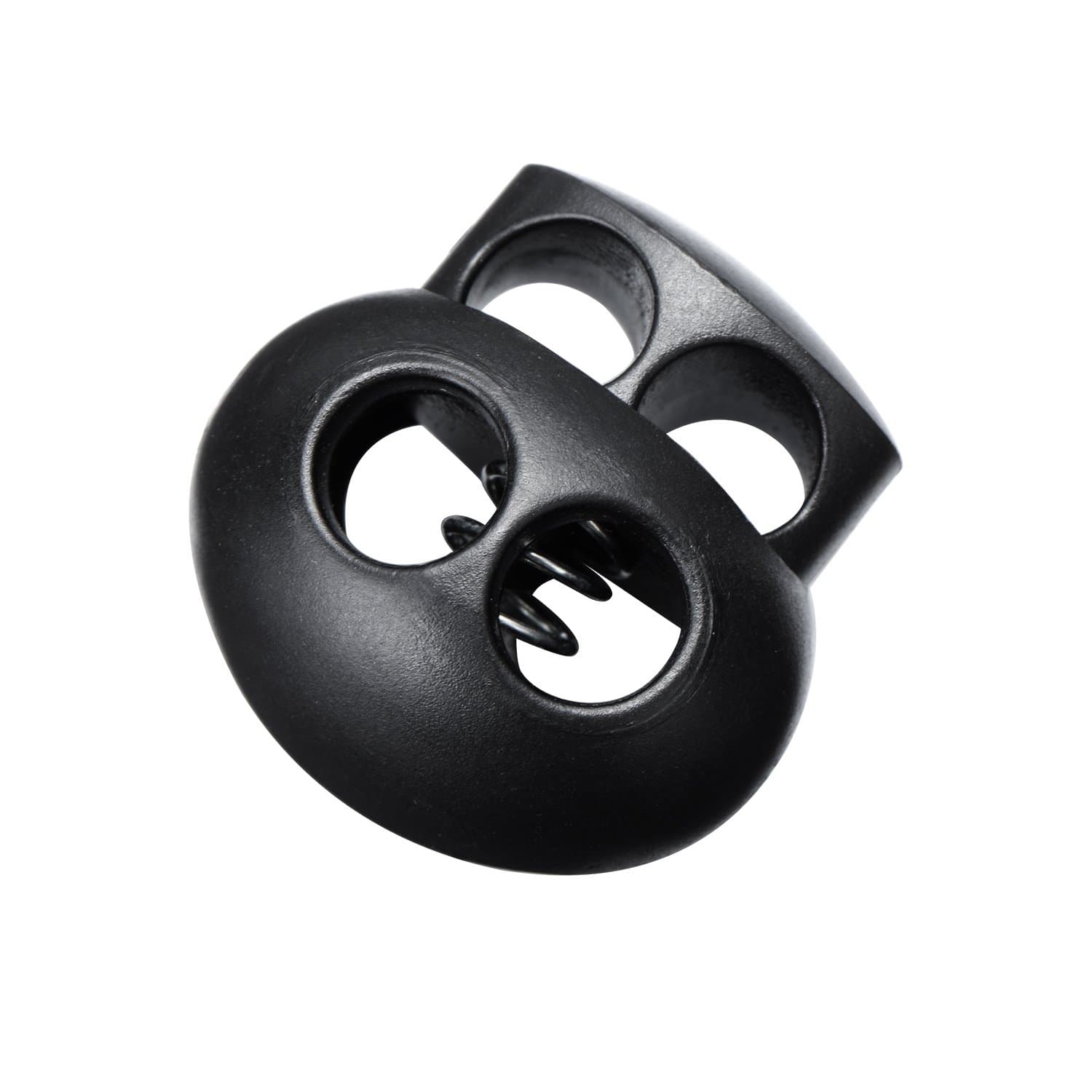 Pangda 20 Pack Spring Cord Locks for Drawstrings, Black Plastic Double Holes Cord Ends Fastener Oval Toggle Stopper Sliders