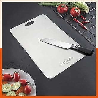 Bathla Chopping Board - Stainless Steel Cutting Board for Kitchen | Kneading, Vegetable and Fruit Cutter | 25cm x 35cm Large - 1.5mm Thick | Reversible & Heavy Duty | Rectangle