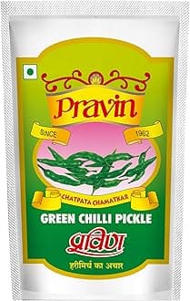 Pravin Pickles Green Chilli Pickle 200g Pouch - Pack of 4