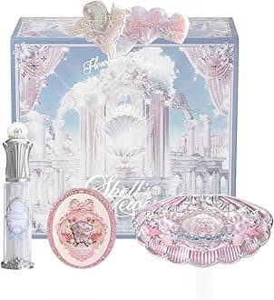 Flower Knows Tide & Twilight Treasures 5 Pack Makeup Gift Set,Lip Glaze*1+Blush*1+Eyeshadow*1+Hair Clip*1+Gift Box*1,Perfect Makeup Gift for Girls & Women