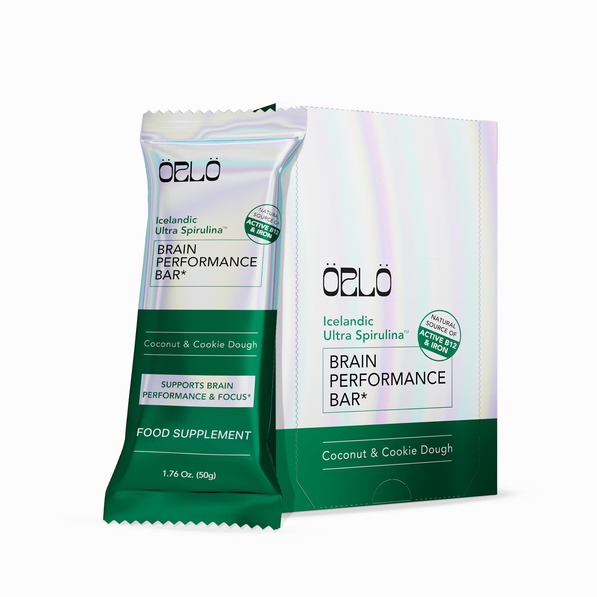 BRAIN PERFORMANCE BAR – Vegan Protein Bars for Brain & Energy Support – Focus & Memory, Pre & Post Workout Recovery – Gluten Free Snack with L-Theanine, Lions Mane, Spirulina & More (12 Bars)